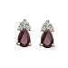 14K Yellow Gold 1/10 ct. Diamond and 1 ct. Teardrop Shaped Ruby Earrings