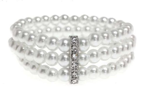 Click here to buy Triple Strand Fashion Pearl Cubic Zirconia Bracelet (6mm).