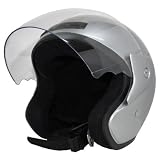 バイク用 ヘルメット ◎視界良好！軽量 ジェットヘルメット　（シルバー）