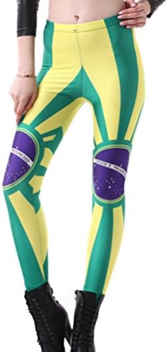 Skinny Yoga Fitness Women Brazilian Flag World Cup Pants Jeggings Tights