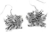 Sterling Silver Medieval Scary DRAGON Hook Earrings