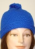 Hand Crocheted Two Ply Royal Color Imported Wool Rollup Skull Cap
