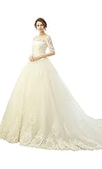 Sweetheart Tulle Off the Shoulder Lace-Up Applique Illusion  Dress with a Chapel Train  with a Court Train 