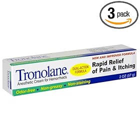 Tronolane Anesthetic Cream for Hemorrhoids, Dual-Action Formula, 2 Ounces (Pack of 3)