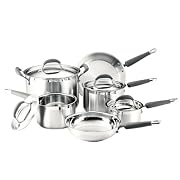 KitchenAid Gourmet Essentials 10-Piece Brushed Stainless Steel Cookware Set