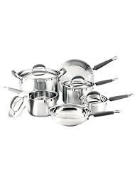 KitchenAid Gourmet Essentials Brushed Stainless Steel 10-Piece Cookware Set KitchenAid Gourmet Essentials Brushed Stainless Steel 10-Piece Cookware Set
