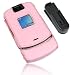 Motorola Razr V3 V3c V3i V3m Baby Pink Leather Wrapped Leather clip-on accessory Cover with Removable Ratcheting Belt Clip