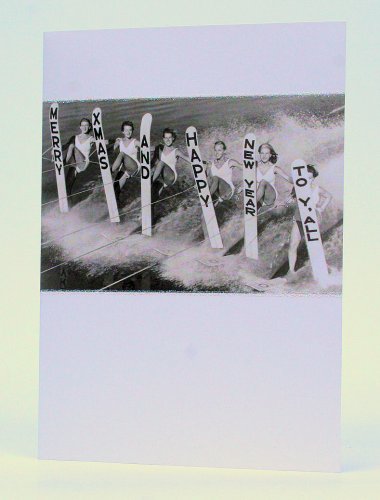 Boxed Christmas Holiday Greeting Cards - Vintage Image of Women Water Skiing