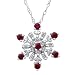 Jewelry : 10k White Gold Created Ruby and Diamond Snowflake Pendant