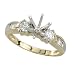 14K Yellow Gold 1/2 ct. Round and Baguette Cut Diamond Semi Mount Engagement Ring