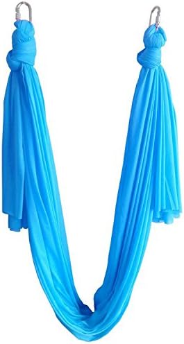 Yoga Trapeze - Flying Hammock - Yoga Swing/Sling/Inversion Tool - Super Elastic Pilates Yoga Fitness - Deluxe Premium Anti Gravity Aerial Yoga Hammock kit In Blue