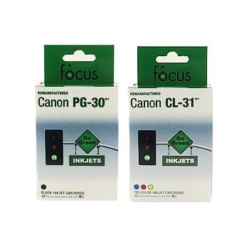 Set A Shopping Price Drop Alert For Remanufactured Canon PG30 PG-30 Black and CL31 CL-31 Tri-Color Printer Ink Cartridge 2-Pack (1 Black + 1 Color) for CANON Printers PIXMA iP1800 iP2600 MP140 MP210 MP470 MX310 MX300 MP190 iP-1800 iP-2600 MP-140 MP-210 MP-470 M-X310 MX-300 MP-190 - by Focus