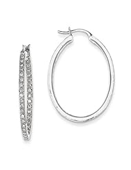 14k White Gold G-H SI2 Diamond Diamond In/Out Hoop Earrings. Carat Wt- 0.64ct