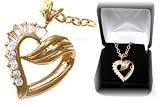 Beautiful 24k Gold Layered GL Cubic Zirconia CZ Heart Charm with 18