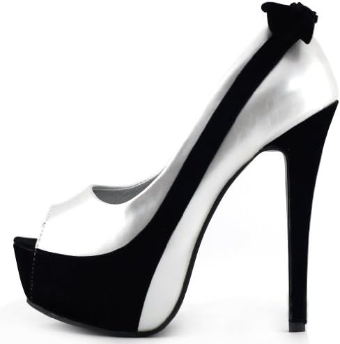 Show Story Sexy Silver Black Two Tone Open Toe High Heels,LF80805SV35,4US,Silver