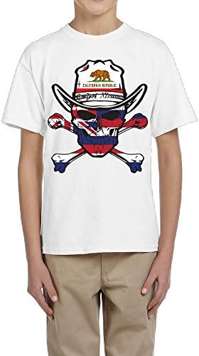 RONG HI California Skull Flag Adolescent Short SleeveÂ T Shirt
