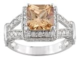 PLATINUM OVER STERLING SILVER 6.72CTW BELLA LUCE CHAMPAGNE AND DIAMOND SIMULANT RING