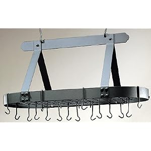 Old Dutch Graphite Oval Pot Rack Made of Heavy Gauge Steel with Grid