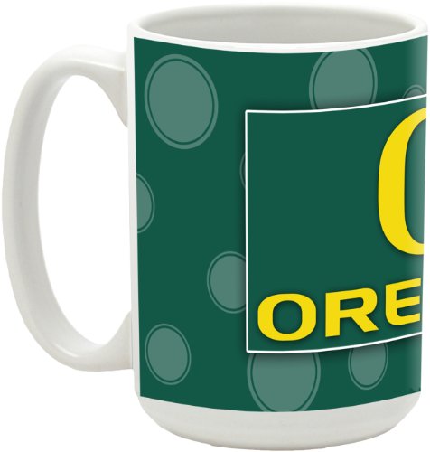 NCAA University of Oregon 15-Ounce Polka Dots in University Colors Ceramic Mug