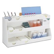 TrippNT 50014 White PVC Plastic Deluxe BenchBooster Workstation, 17 Compartments, 24" Width x 12" Height x 8.25" Depth