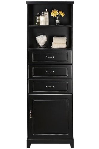 Dexter Wood - door Linen Storage Cabinet, 22"W, BLACK