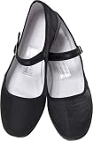 Black Solid Silk Mary Jane Chinese Shoes