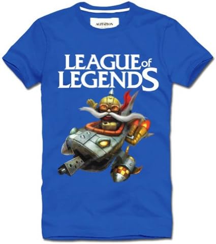 Vogue Gallery League of Legends Corki Cotton Short Sleeve T-shirt,Blue,L