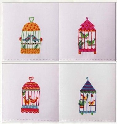 Love Birds in Cage Valentine Kitchen / Hand Towel, Set of 4