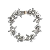 Lee Angel Silver Crystal Flower Bracelet