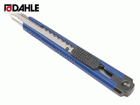 DAHLE PRO-Cutter 10860, lame: 9 mm, Couleur: bleu avec bouton poussoir un couteau à 12 parties sécab