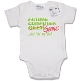 Dirty Fingers  Future Computer Geek (Genius) just like my Dad  Baby & Toddler Short Sleeve Bodysuit / BabyGrow, 0-3 months, White