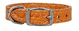 Croco - Faux Crocodile Leather Collar - 1/2 in. x 14 in. - Orange