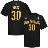 New Orleans Hornets T Shirt : adidas New Orleans Hornets #30 David West Black Player T Shirt