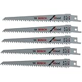 Bosch RW66 6-Inch 6 TPI Wood Cutting reciprocating Saw Blades - 5 Pack