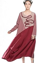 Linen Vintage Long Sleeves  Dress