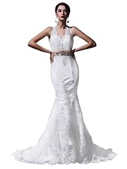 Satin Lace Mermaid Wedding Dress  With a Sash 
