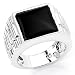 Stunning Solid Sterling Silver Rhodium Plated Men's Ring with Onyx