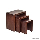 MANGO HARDWOOD SOLID NEST OF 3 TABLES INDIAN FURNITURE