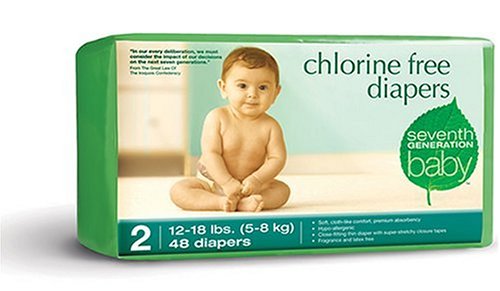 Seventh Generation Chlorine Free Diapers, Stage 2 (12-18 Lbs), 48-Count Packages (Pack of 4) (192 Diapers)