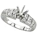 14K White Gold Channel Set Round & Baguette Cut Diamond Semi Mount Engagemnet Ring