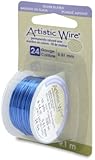 Artistic Wire 24-Gauge Silver Plated Silver Blue Wire, 10-Yards