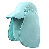 Generic メンズ　レディース UVカット帽子 ハット 紫外線対策に 取り外し可能日よけ付き　グリーン