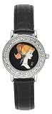 kids and infants educational toys item: Barbie Kids' Black Leather Watch #BC0240TIN
