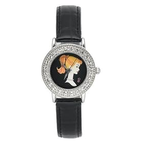 Barbie Kids' Black Leather Watch #BC0240TIN
