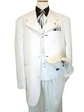 SIGNATURE BY STACY ADAMS COLLECTION CREAM WITH BLACK STITCHING SUPER 100'S WIDELEG SUIT