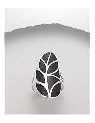 Black Resin Reconstructed stones Ring In 92.5 Sterling Silver