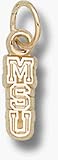 Mississippi State Bulldogs Vertical MSU 3/8 Charm - 14KT Gold Jewelry