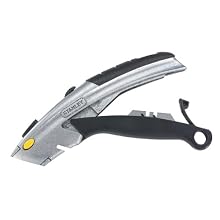 Stanley 10-788 Curved Quick-Change Utility Knife, Stainless Steel Retractable Blade, 3 Blades