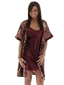 Burgundy Chemise Nightgown with Printed Robe 2 Piece Set Size XL XXL