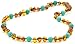 Amber Teething Necklace {0055} for Baby Mixed with Turquoise Beads - Unisex - 12.6 inches (32 cm) - AmberJewelry - Hand-Made from Baltic Amber Beads (12.6 inches (32 cm), Cognac / Turquoise (Green))